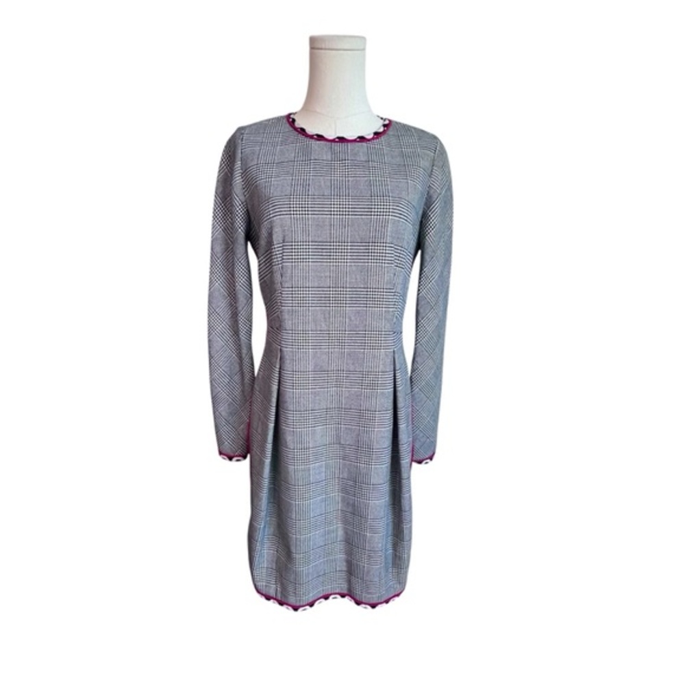 Carlisle Houndstooth Wool Blend Black/White Plaid Sheath Dress Women’s Size 6